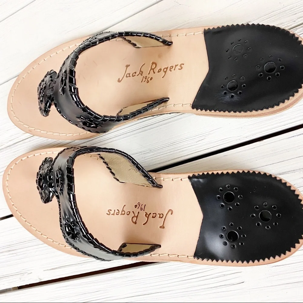 NEW Jack Rogers Hamptons Black Flat Sandals 10.5 - Picture 4 of 11